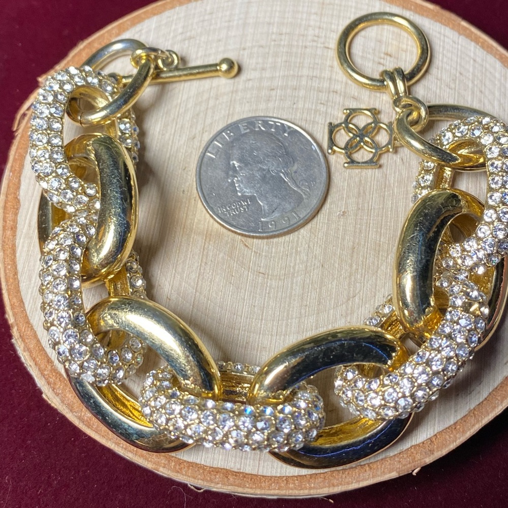 VTG| Gold-tone & Rhinestones Link Bracelet ✨ - Picture 3 of 5
